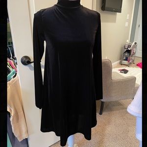 Black velvet material Missguided mock neck long sleeve mini dress